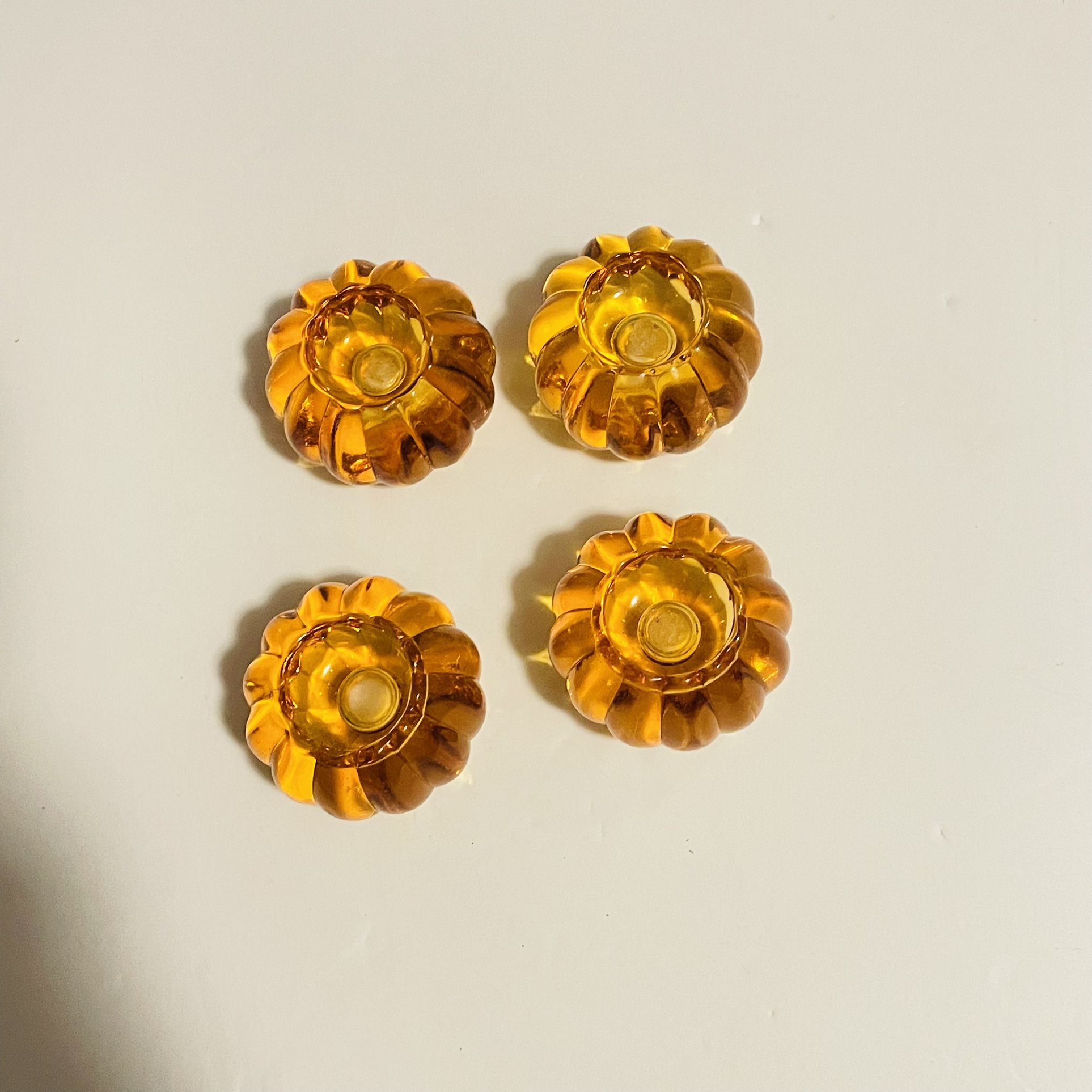 Williams Sonoma Autumn Pumpkin Glass Taper Candle Holder 4