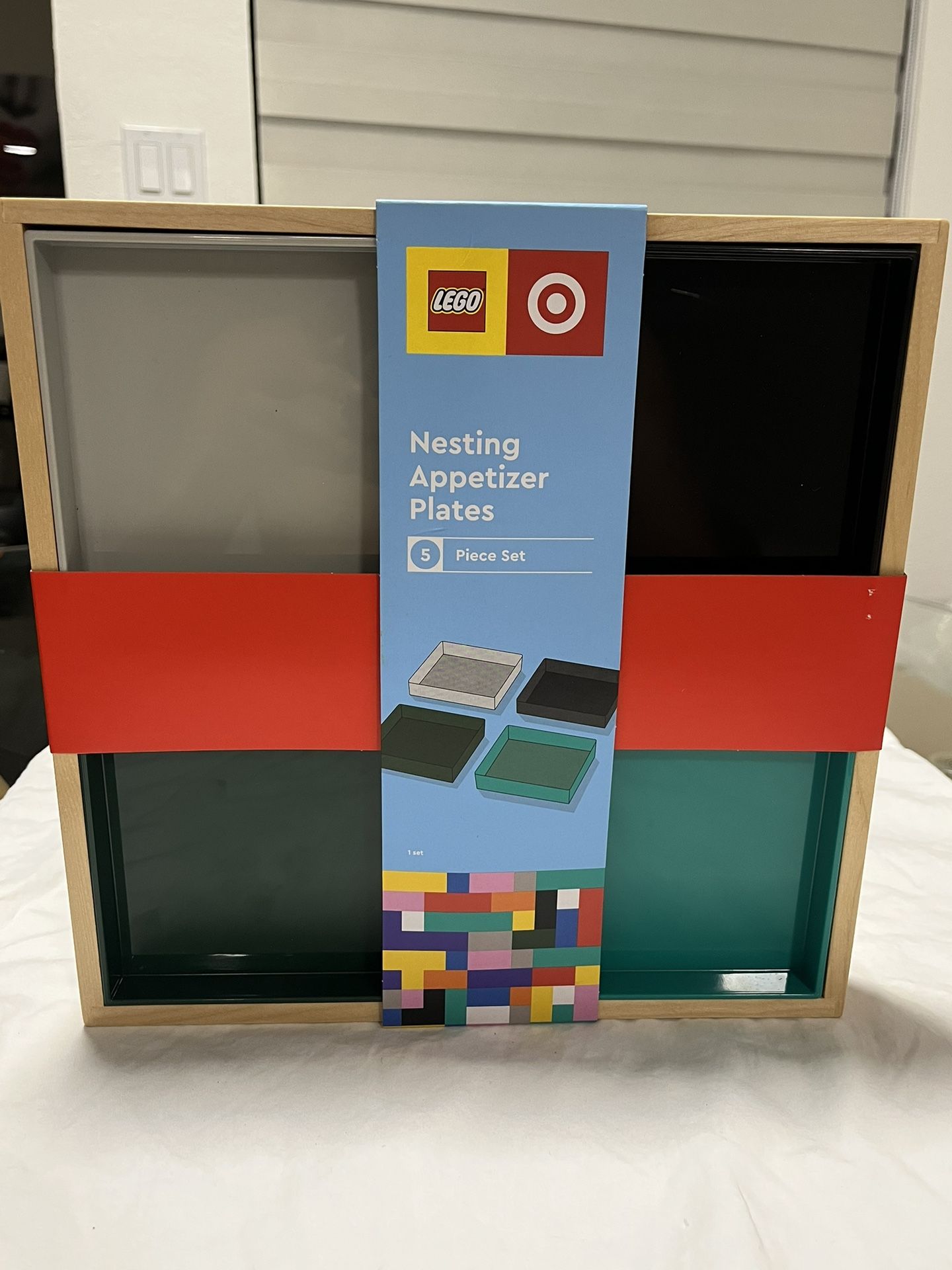 Lego X Target Collection Set Of 4 Nesting Appetizer Plates With Wood Tray