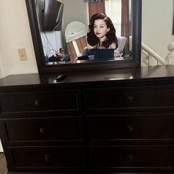 Ashley Furniture dark wood 6 drawer dress with mirror