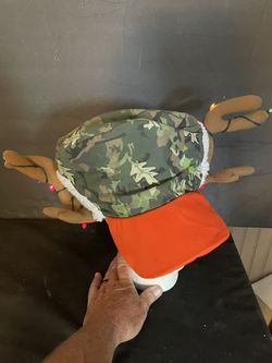 Reindeer Camo Hunting Hat With Christmas light 