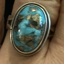 Real turquoise  silver ring