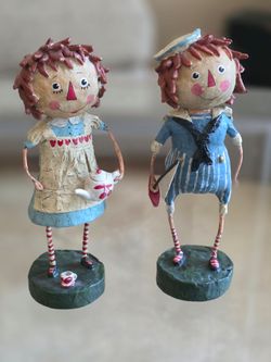 Lori Mitchell Storybook Collection  Raggedy Ann & Andy Figurines Set of 2
