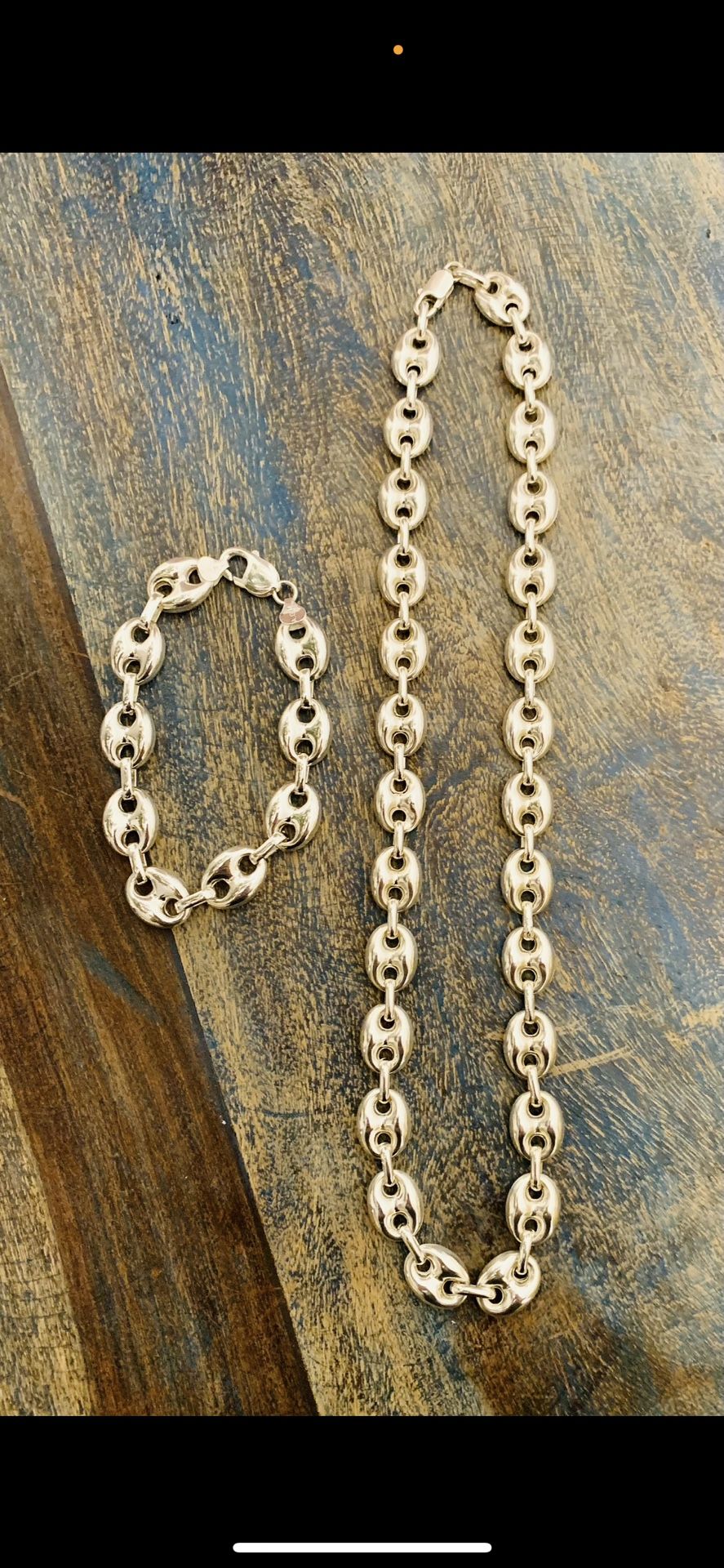 Chain and bracelet set Mariners link stering silver