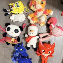 Eight plush toys