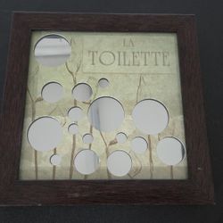 La Toilette Mirrored Bubbles Bathroom Framed Wall Art 7" x 0.75"