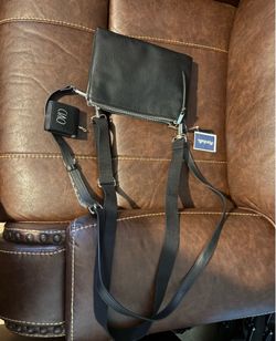 Rae Dunn faux black leather multi function crossbody purse