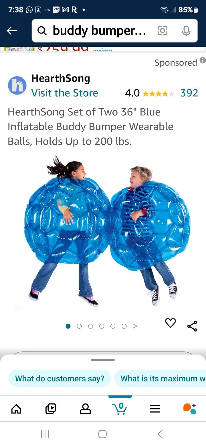 HearthSong Set of Two 36" Blue Inflatable Buddy Bumper Wearable Balls, Holds Up to 200 lbs. $30 Forceach Set Of 2. 4 Available
