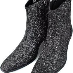 OSSTONE Dress Boot for Men Leather Glitter Chukka Designer Boots US Mens Size 10