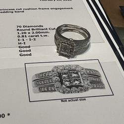1.35ctw Diamond Wedding Set.  Engagement Ring And Wrap.   Certified 