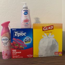Glad trash bag ziploc freezer bag bundle