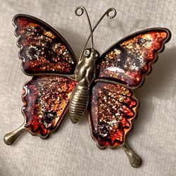 Vintage Gold Charm, Butterfly Brooch