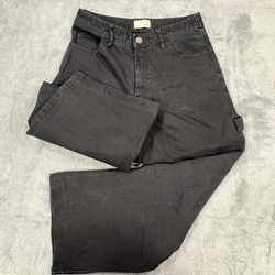 Aritzia Wilfred Free Womens Size 4 Black Carpenter Jeans Wide Leg Stretch Crop