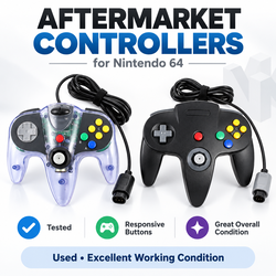 Wired Controller Joystick Lot of 2 Compatible w/Nintendo 64 N64 TESTED