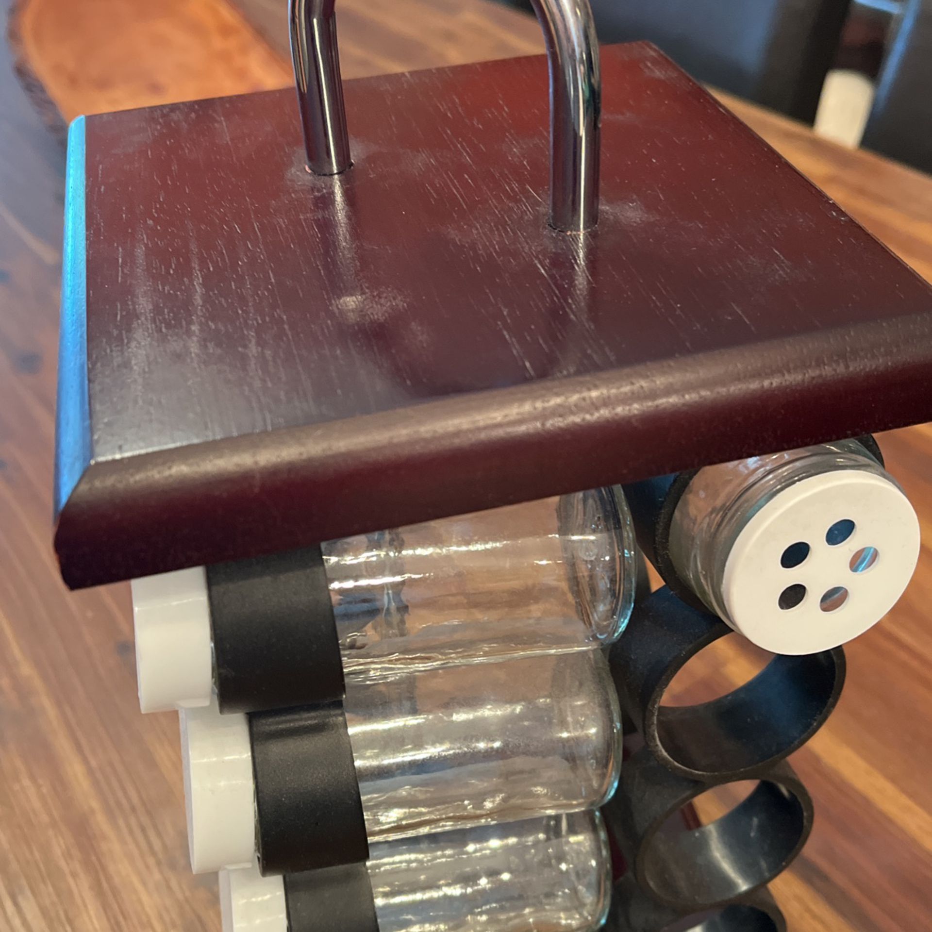 Solid Wood & Chrome Turntable Spice Rack