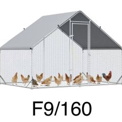 F9🔥Large Chicken Coop Metal Chicken Run with Waterproof and Anti-UV Cover, Spire Shaped Walk in Fence Cage Hen House for Outdoor and Yard Farm Use, 1