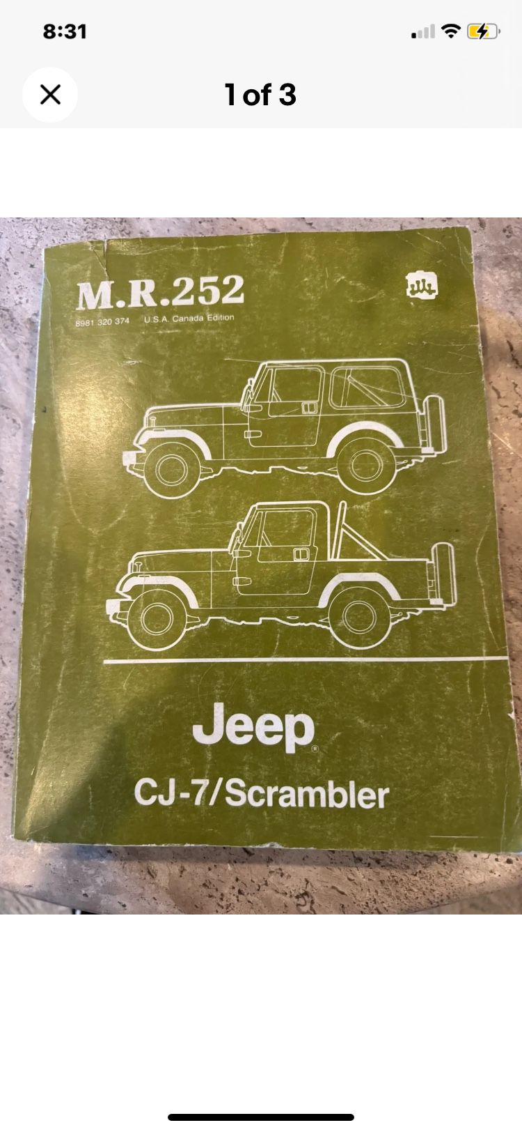 1(contact info removed) Jeep CJ-7 / Scrambler Shop Manual - M.R. 252