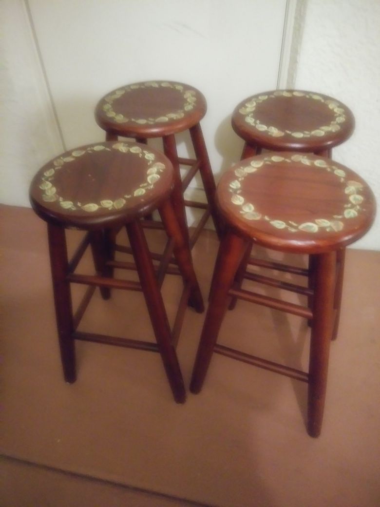 4 hand painted stools