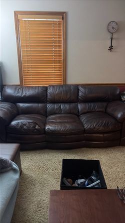 Genuine leather 3-seater sofa