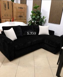 L shaped sectional sofa black Fur-Like Jumbo Corduroy
