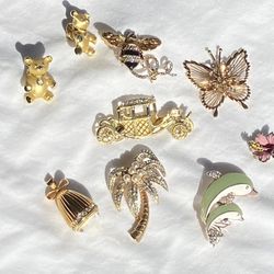 Vintage Costume Jewelry Brooches Kenneth Lane Joan Rivers Napier Monet Gigio Giusti Lot Or Separate 