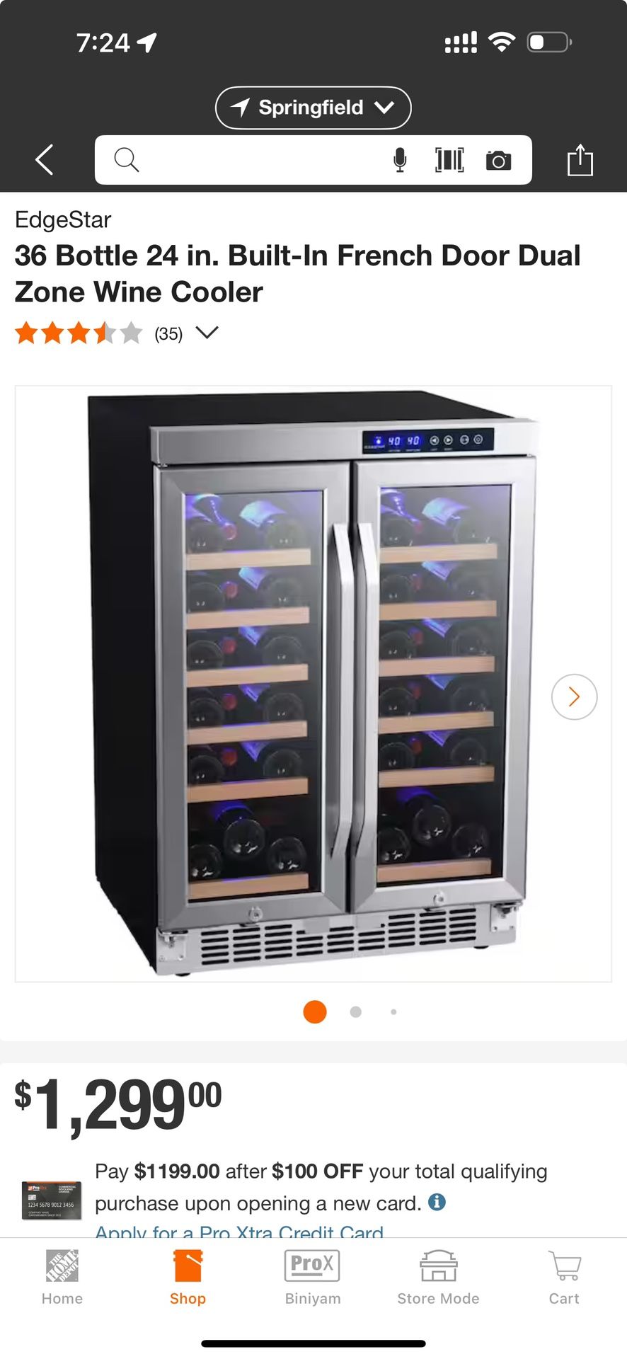 36 Bottle 24 in. Built-In French Door Dual Zone Wine Cooler