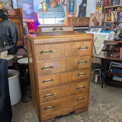 Tall Deco Dresser With Mirror And Bakelite Pulls At BoneJax 