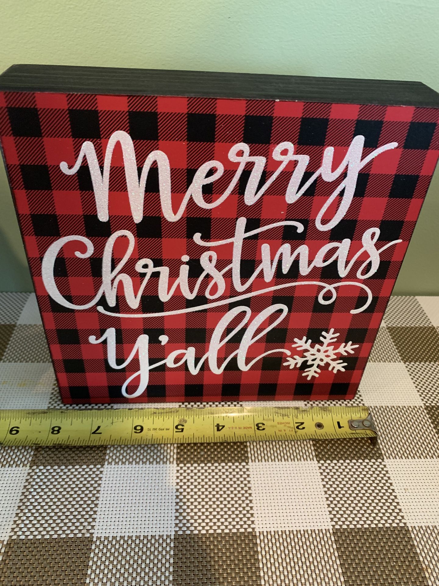 New Wood Christmas Decor W/ Red/black Plaid And Saying In White