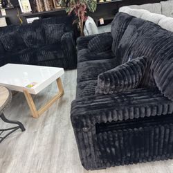 Black Corduroy Sofa And Loveseat 