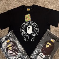 Chrome heart bape tees