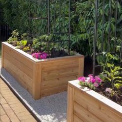 Beautiful privacy wall Frame Planter Box Garden Bed Outdoor Design cedar redwood AC pool equipment cover