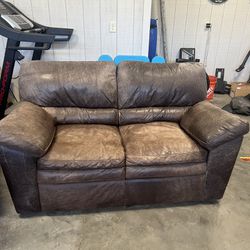 Brown Leather Couch Set