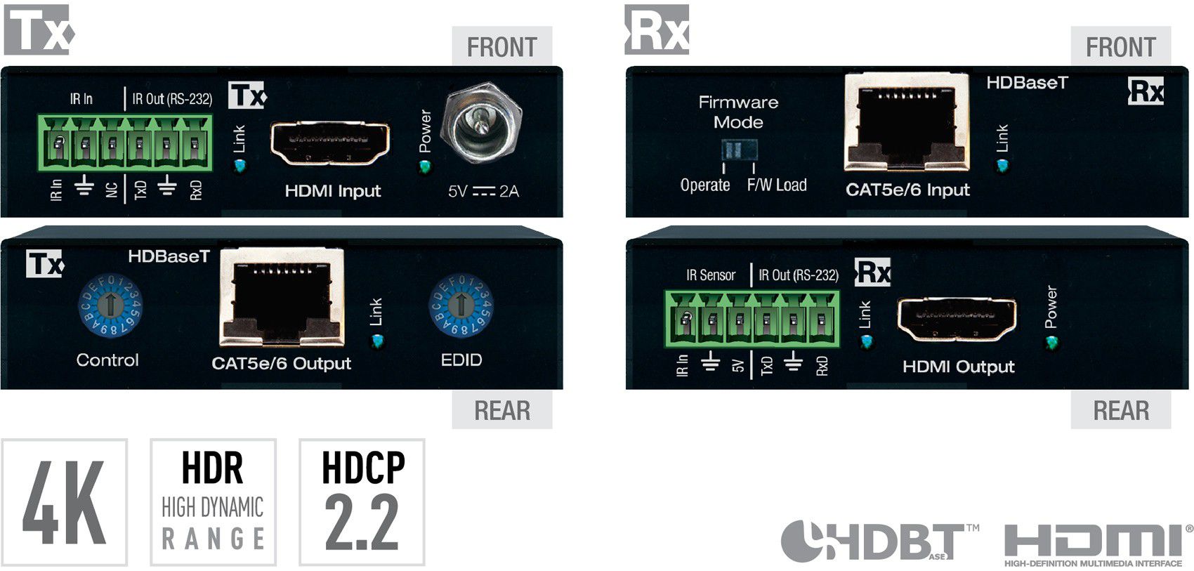 Key Digital KD-X222PO HDMI Extender Transmitter and Receiver CAT5e/6