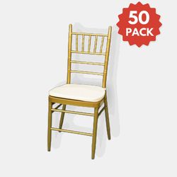 Chiavari Chair - Gold with Free Cushion (50 PACK)