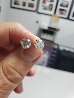 3.42 Carat E Color Earrings Studs Gorgeous!!