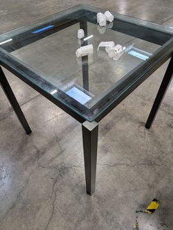 Contemporary Square Glass Top Metal Frame Table