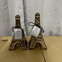 2 Gold Eiffel Tower Decorations