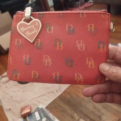 Dooney & Bourke Y2K vintage pink rainbow wristlet pouch w/ keyring (no strap)