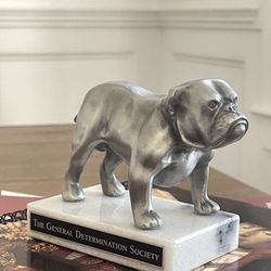 Elegant Bulldog Figurine on Marble Base – “The General Determination Society”