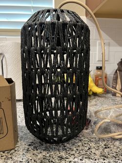 Black Rattan Light Fixture Lamp 