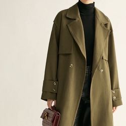 Commense Retro Belted Long Trench Coat Size L