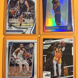 Lot Of Four (4) NBA Cards, Santi Aldama RC Card # 205, Miles McBride RR Card # 174, Duane Washington  Jr Card# 297, Donova Mitchell Card # 66