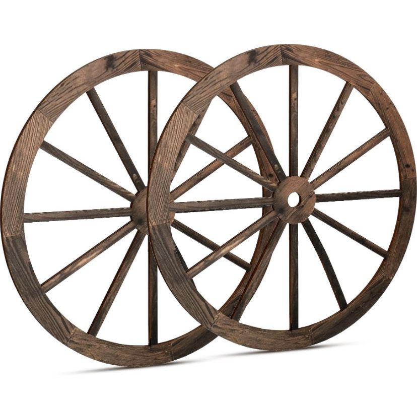 2 Pcs Wagon Wheel Decor Wooden Western