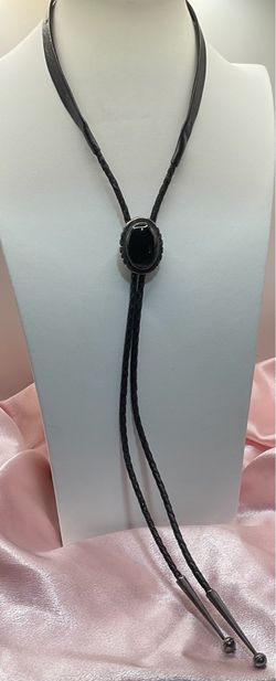 Vintage Sterling Silver, Black Onyx Bolo By Navajo Gilo & Grace Nakai