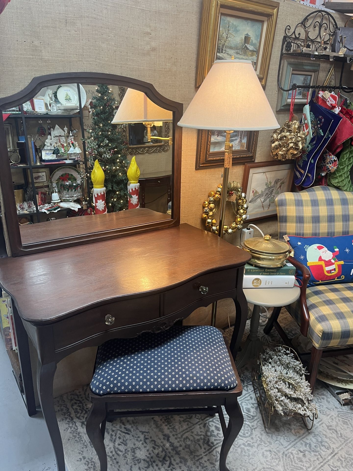 Antique Vintage Vanity Table And Sto