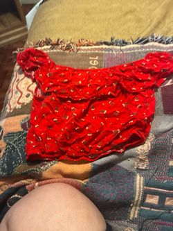 Red Floral Ruffle Crop Top