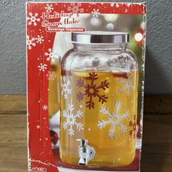 (A GLASS HOLIDAY SNOW FLAKE BEVERAGE DISPENSER OK)