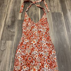 Floral Halter Top Dress 60s 70s Inspo