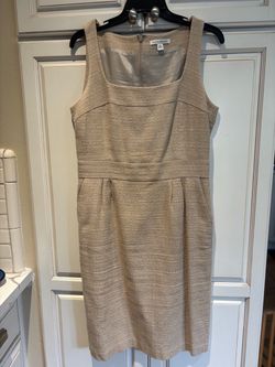 Banana Republic Womens Beige Tweed like Sheath Dress Size 10 Sleeveless