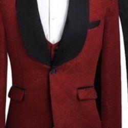 maroon jacket and vest