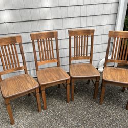 Set Of Four Solid Wood Dining Chairs